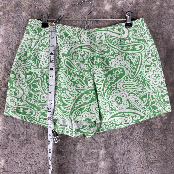 Paraphrase Size 8 100% Cotton Floral Paisley Print Flat Front Shorts Green White - Picture 4 of 12